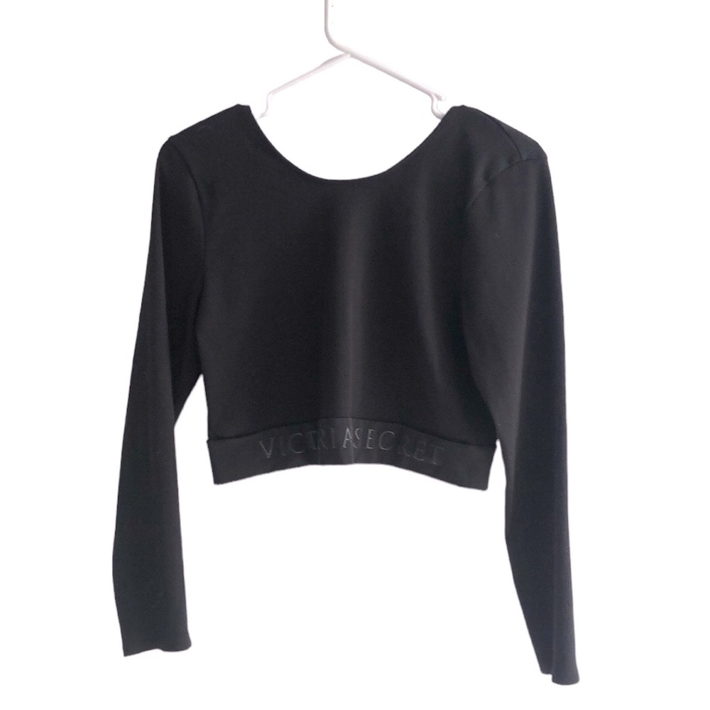 VICTORIA'S SECRET Black Crop Long Sleeve Size XL